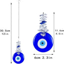 Blue Glass Evil Eye Talisman with Crystal Beads - Good Luck Charm, Home, Office, Car Decoration, Blessing Ornament, Reflects Negative Energy by GreenHaven Gardens
