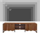 ORRD 63'' TV Stand, Modern TV Console Table Wave Panel Television Stands Entertainment Media Center with Storage Compartment and Sliding Door for Living Room (Walnut) by CozyNest Decor
