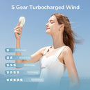 JISULIFE Portable Handheld Turbo Fan [16H Max Cooling Time], 4000mAh USB Rechargeable Personal Battery Operated Lash Small Pocket Fan with 5 Speeds for Travel/Outdoor/Vacation/Concerts - Green by TinyTreasures Baby Boutique
