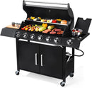 Q032-6-Burner w/Side Burner Gas Grill with 403 SQ.IN. Outdoor Grill with 60,000 BTU,Propane Grills with Top Cover Lid,Grills Outdoor Cooking for Patios,Balcony,Camping,Garden by GreenHaven Gardens