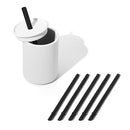 Avanchy Silicone Training Sippy Cup with Straw Lid – For Babies 6+ Months to Toddlers 1 Year Old – 8 oz Infant Water Cup for Baby Led Weaning, White + 5 Reusable Straws by TinyTreasures Baby Boutique