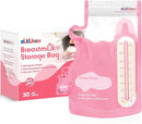 Breastmilk Storage Bags(50 Count)，8oz Milk Storage Bags for Breastfeeding，BPA Free with Easy Pour Spout, Self Standing, for Refrigeration and Freezing Red by TinyTreasures Baby Boutique