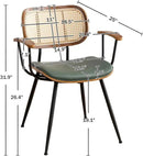 Rattan Dining Room Chairs Set of 2,Mid Century Modern Kitchen Side Chairs,Metal Legs Desk Chair,Faux Leather Accent Chair with Arms and Rattan Backrest Green PU by CozyNest Decor