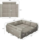 Belffin Modular Sectional Sofa with Ottomans Velvet Reversible Chaise Sleeper Bed Storage Seat Grey…, MD-S-1 by CozyNest Decor