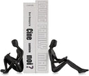 Sziqiqi Book Ends for Shelves Decorative - Cast Iron Bookends for Books Reading Couple Bookshelf Decorative Objects Metal Modern Statue Sculpture Gift for Readers Book Lovers Nerd by CozyNest Decor