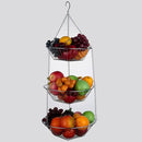 3-Tier Wire Fruit Hanging Basket 2 Packs, non-Punching Wall Hanging Storage, Kitchen Bathroom Organization Basket, Suitable for Bathroom, Kitchen, Closet, Garden, Chrome by CozyNest Decor