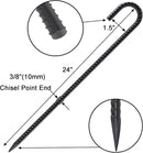 VVOKGO Rebar Stakes 24 Inch J Hook Heavy Duty Ground Anchors (16pcs), 3/8 Inch Diameter Metal Steel Extra Long Fence Stakes with Chisel Point End for Greenhouse, Gazebo, Carport, Camping Tents, Black by CozyNest Decor