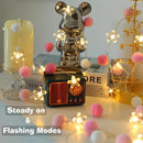 9.85Ft Fairy Lights 20 Cute Pink Pompoms 20 LEDs Cherry Blossom String Garland Battey Operated with Timer Flower Lights for Bedroom Kids Room Party Birthday Wedding Valentines Decoration by CozyNest Decor