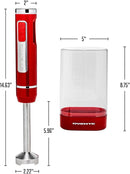 OVENTE Cordless Immersion Hand Blender, Rechargeable Handheld Portable Stick Mixer with 8 Mixing Speed Option, One-Touch Control and Stainless Steel Blades for Smoothies, Shakes or Soups, Red HR781R by TinyTreasures Baby Boutique