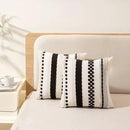 Boho Throw Pillow Covers 18x18 Set of 2 Farmhouse Decorative Cushion Case Striped Square Pillows Cover Chenille Pillow Cases Accent Neutral Pillowcase for Sofa Couch Bed,Black by CozyNest Decor