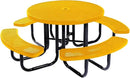 Heavy-Duty Portable Outdoor Picnic Table with Umbrella Hole, Punched Steel Commercial-Grade Patio Dining Furniture Made in America (46" Round Top, Textured Yellow) by GreenHaven Gardens