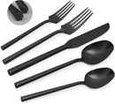 Black 20 Piece Stainless Steel Silverware Set, Handle Flatware, Modern Mirror Finish Cutlery Set, Service for 4, Dishwasher Safe by CozyNest Decor