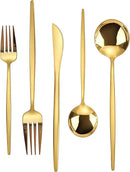 Gold Silverware Set, KassKa 40 Pieces Flatware Cutlery Set, Stainless Steel Utensils Set Spoon Fork Knives Set for Home Restaurant and Kitchen, Mirror Polished Finished, Service for 8 by CozyNest Decor