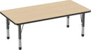 FDP Rectangle Activity School and Classroom Kids Table (30 x 60 inch), Toddler Legs, Adjustable Height 15-24 inches - Maple Top and Black Edge by CozyNest Decor