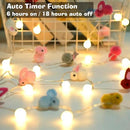 9.85Ft Easter Decor String Lights with Timer 20 Rabbit Shaped Pompoms 20 Ball LED Garland Battery Operated Easter Decorations Bunny Lights for Home Party Kids Room Bedroom Birthday Wedding Indoor by CozyNest Decor