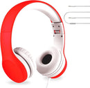 LilGadgets Connect+ Wired Kids Headphones for School with Mic, Volume Limited & Noise Reduction, On-Ear Headset with Cord, SharePort Technology for Multiple Kids & SoftTouch Padding, Red by TinyTreasures Baby Boutique