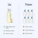 BLUELAND Multi-surface Cleaner, Starter Set, Fresh Lemon Scent, Spray Bottle with 4 Refill Tablets, All-Purpose, Eco-Friendly Cleaning Supplies, 4 x 24 Fl oz