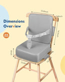 HOMEAL Booster Seat for Kitchen Chair - Compact Toddler Dining Seat with Easy-Install Straps & Wipeable Surface - Breathable Fabric Booster Seat for Table - Light Gray by TinyTreasures Baby Boutique
