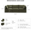 mopio Oversized Modular Sectional Sofa with Fully Removable Covers and Storage, Convertible U, L-Shaped and Sleeper Sectional, Modern Couches with Ottoman Chaise (Olive Green Velvet, 3 Seater) by CozyNest Decor
