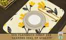 DaDa Bedding Botanical Floral Dining Table Placemats - Set of 4-Pieces Quilted Ivory with Yellow Fleur Golden Orange Spring Time Tulips - 13 x 19