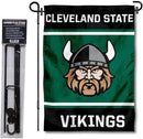 College Flags & Banners Co. Cleveland State Vikings Garden Flag with Stand Holder by GreenHaven Gardens