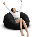 Bean Bag Chair for Adults 3FT,Soft Removable Cover for Teens/Girls Bedroom,Fluffy Giant Round Floor Beanbag Lounger Chairs (No Filler,Black) by CozyNest Decor