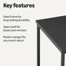 Amazon Basics - End Table with Bottom Shelf, Living Room Side Table, Steel Frame, Wooden Black by CozyNest Decor