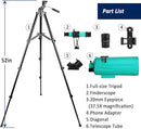 Maksutov-Cassegrain Telescope, Mak60 Telescopes for Kids Adults 750x60mm, Compact Portable for Travel, Beginner Astronomy Telescope with Adjustable Tripod Finderscope and Phone Adapter by TinyTreasures Baby Boutique