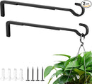 12 Inch Black Heavy Duty Outdoor Plant Hangers for Hanging Baskets, Iron Hanging Plant Brackets for Hanging Plants Outside, Metal Plant Hooks Plant Wall Hooks for Hanging Lantern, Bird Feeder (2 pcs) by GreenHaven Gardens