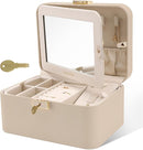 Upgraded Jewelry Box, 2 Layers PU Leather Jewelry Organizer for Women with Lock and Mirror, Hidden Necklace Hook and Removable Divider Large Capacity Travel Jewelry Box Ideal for Gift-With Gift Box by TinyTreasures Baby Boutique