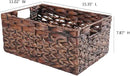 Rectangular Wicker Storage Basket, Dark Water Hyacinth Basket With Inside Handles Shelves Kitchen Office Desk (Large) by GreenHaven Gardens
