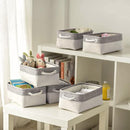 Basket for Organizing Cube Stgorage Bin - Small 6 Pack Fabric Storage Cubes Collapsible Baskets for Shelves with Rope, Bins for Organization Closet Cloth Toy Laundry Canvas (Grey&White 12x8x5.2 inch) by TinyTreasures Baby Boutique