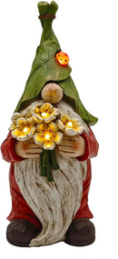 COWOS Garden Gnome Statue Outdoor Decor, Solar Garden Gnome Figurine Light, Resin Statues Sculpture for Patio Yard Lawn Outdoor Decorations by CozyNest Decor