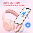 EarFun K2 Kids Bluetooth Headphones, Kids Headphones with Volume Limited, 40H Playtime, Built-in Mic, Stereo Sound, Foldable Over-Ear Headphone for School/Travel/iPad/Tablet, Pink by TinyTreasures Baby Boutique