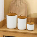 Canister Sets for Kitchen,Ceramic Kitchen Canisters for Countertop with Airtight Wood Lids for Serving Ground Coffee, Tea, Spice, Grains, Sugar, Salt (White Pack of 3 (8.7/27/44 Oz)) by CozyNest Decor