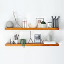 Homeforia Oak Floating Shelves 42 inch Long, High End Solid Real Wood 42inch Floating Shelf for Wall Mounted, Honey Oak Wooden 42in Floating Shelves, Heavy Duty Bracket, 42 X 6.5 X 1.75 in, Set of 2 by CozyNest Decor