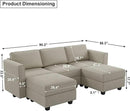 Belffin Modular Sectional Sofa with Double Chaise Velvet U Shaped Sofa Reversible Sectional Couch with Storage Grey by CozyNest Decor