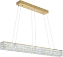 W48 Rectangular Gold Crystal Chandelier Modern Rectangle Pendant Ceiling Light Fixture for Living Room Dining Room Kitchen Island Bar by CozyNest Decor