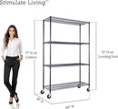 60"x18"x72" Prime Heavy Duty Black 4-Tier Wire Shelving NSF 3200 LBS MAX Capacity Storage Rack for Commercial, Hospital, School, Garage, and Kitchen Uses (with Wheels) by CozyNest Decor