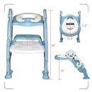 GrowthPic Toddler Potty Training Seat with Step Stool Ladder – Foldable Toilet Trainer with Splash Guard for Boys & Girls, Height Adjustable, Fits Standard & Elongated Toilets (Blue) by TinyTreasures Baby Boutique