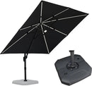 PURPLE LEAF 10 Feet Patio Umbrella with Base Outdoor Cantilever Solar Powered LED Square Umbrella Aluminum Offset Umbrella with 360-degree Rotation for Garden Deck Pool Patio, Grey by GreenHaven Gardens