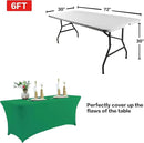 IVAPUPU 2 Pack 8FT Table Cloth for Rectangular Fitted Events Stretch Emerald Green Table Covers Washable Cover Spandex Tablecloth Protector for Party, Wedding, Cocktail, Banquet, Festival by CozyNest Decor