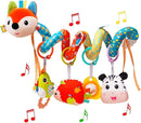 Baby Car Seat Toys, Infants Activity Spiral Plush Toys for Babies 0-6 Months Hanging Stroller Toy Gift for Infant Boys and Girls 0 3 6 12 Months Newborn Sensory Toy with Rattles Squeaker Music - Fox by TinyTreasures Baby Boutique