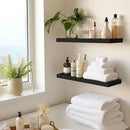 LaVie Home Floating Shelves, 15.6 Inch Wall Shelf Set of 3, Hanging Shelf with Invisible Brackets, Wall Decor for Bathroom, Bedroom, Living Room, Kitchen Storage, Classic Black by CozyNest Decor