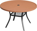 DIFY Round Outdoor Patio Dining Table for 4, 41.7" Patio Table with All-Weather Faux Wood Tabletop and Metal Steel Frame, Outside Table for Garden Porch Backyard, Walnut by GreenHaven Gardens