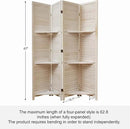 Room Divider with Shelves, 5.6 Ft Tall Folding Wood Screen with Double Hinges for Home Office Bedroom Hotel Decoration (4 Panels, White-Washed) by CozyNest Decor