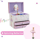 Jewelkeeper Jewelry Box for Girls with Ballerina and Music Box - Dual Drawers and Spacious Storage - Swan Lake Tune - White and Purple Jewelry Keepsake Chest - 6 x 6.75 x 5.25 Inches by TinyTreasures Baby Boutique