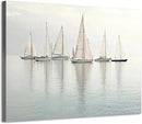 Nautical Sailing Picture Wall Art - Coastal Sailboat Canvas Ocean Ship Prints Sea Level Boat Painting Artwork for Bathroom by CozyNest Decor
