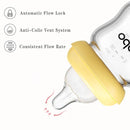 YOHKOH Natural Glass Baby Bottle with Natural Response Nipple, Newborn Anti-Colic Baby Bottles, Wide Neck Mushroom Cap Baby Bottle, Clear (Yellow-A, 3.4oz (Pack of 4)) by TinyTreasures Baby Boutique