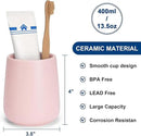 Bathroom Tumbler Cup Ceramic 13.5oz Reusable Toothbrush Cup 400ml,Toothbrush Holder Adequate for Your Bathroom (Pink) by CozyNest Decor